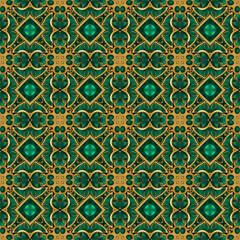Obraz premium Seamless pattern with shapes. Seamless emerald gold pattern