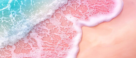 Fototapeta premium Serene Beach Waves on Pink Sand Shoreline