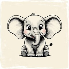 cartoon gray elephant animal illustration
