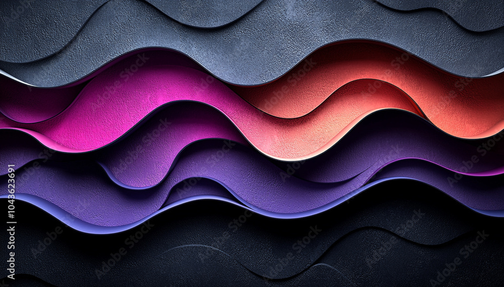 Poster smooth flowing wave pattern decoration in bright colors generated by ai