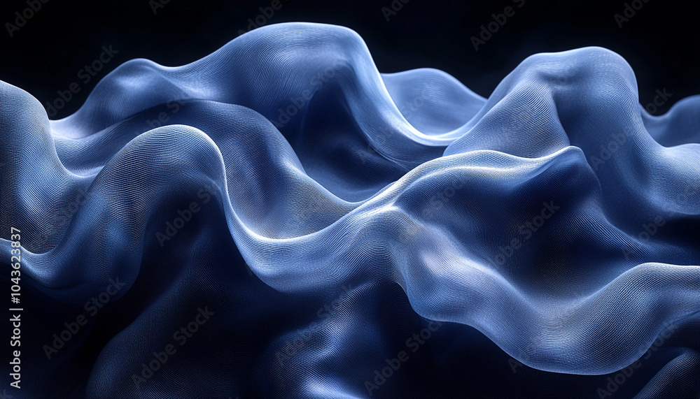 Poster smooth wave pattern flowing in dark space illustration generated by ai