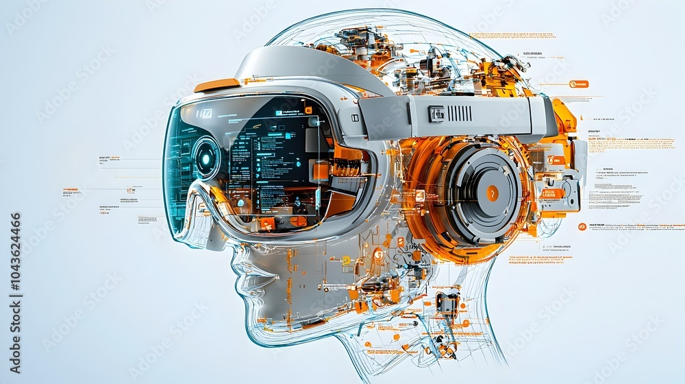 Aufkleber detailed cross section of a high tech virtual reality headset showcasing its intricate display senso