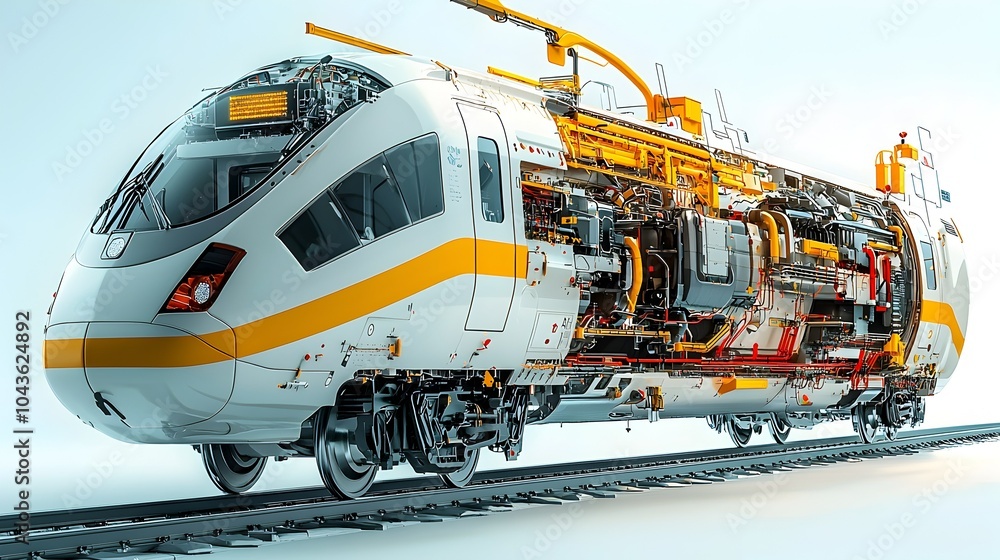 Aufkleber detailed cross sectional view of a sleek and advanced high speed train revealing the intricate engin