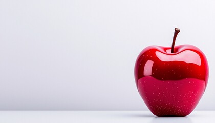 Obraz premium Vibrant Red Apple Illustration with Glossy Finish and Subtle Light Reflection on White Background