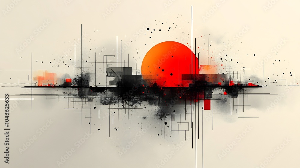 Aufkleber geometric design interconnected shapes symbolizing entrepreneurial innovation market analysis and bu