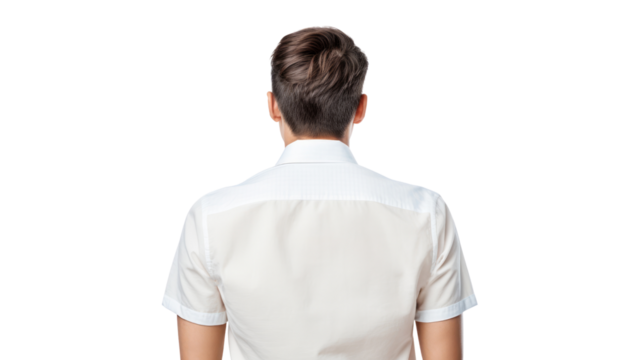 back view of a person in a white shirt isolated on transparent background cutout - Powered by Adobe