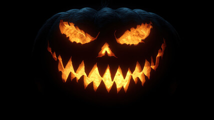 Scary Jack-o'-Lantern Face Glowing in the Dark