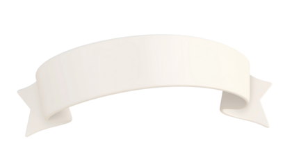 white ribbon banner 3d render icon isolated on transparent background cutout