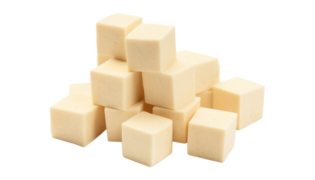 stack silce tofu isolated on transparent background cutout 