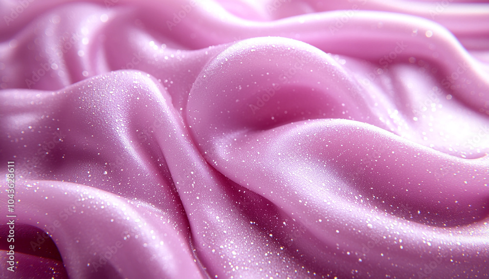 Poster smooth silk wave pattern in shiny pink color generated by ai