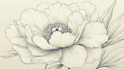 Fototapeta premium Stunning Close-Up Drawing of a Ruffled Peony Flower with Detailed Center