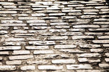 Shot of cobbled street paving, useful for concept or background for graphics
