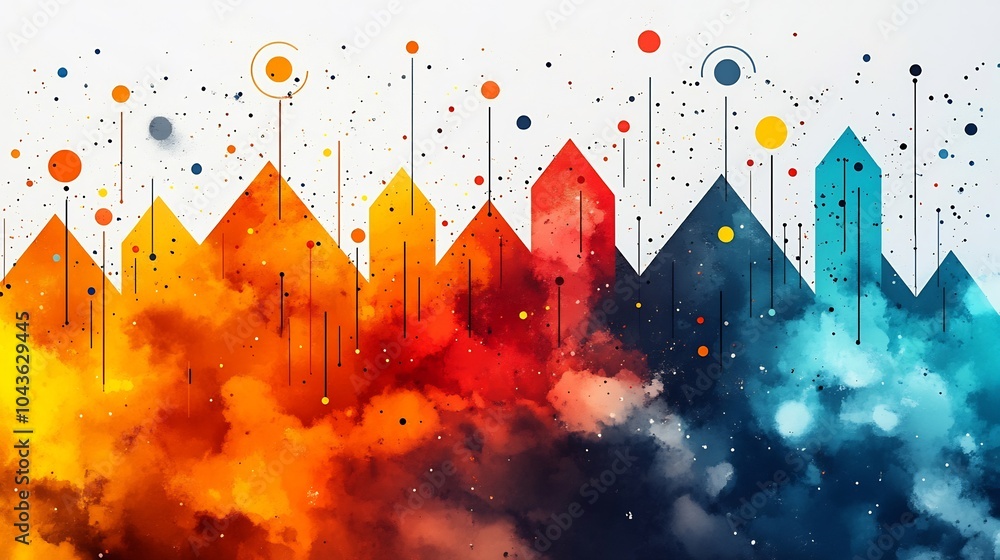 Poster sharp sleek visualization of business innovation using dynamic geometric patterns representing growt