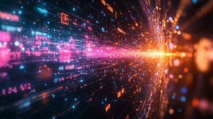 Obraz premium Digital Flowing Tunnel of Light and Color