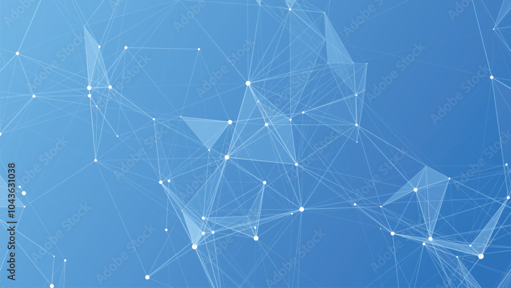 Poster blue network connection structure. vector digital background with dots and lines. big data visualiza