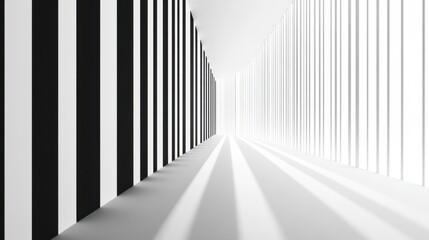 Thin black and white vertical stripes, perfectly spaced on a bright white background.
