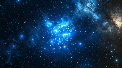 Fototapeta premium Stunning Cluster of Glowing Blue Stars in the Dark Universe