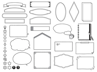 Decoration Frame & Icon set. | Tags, Speech bubbles, Notebooks, Letters etc.