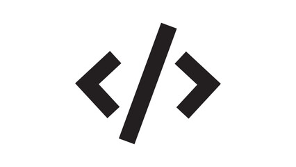 Obraz premium Black coding brackets and slash symbol representing web development and programming are isolated on a white background for IT visuals.