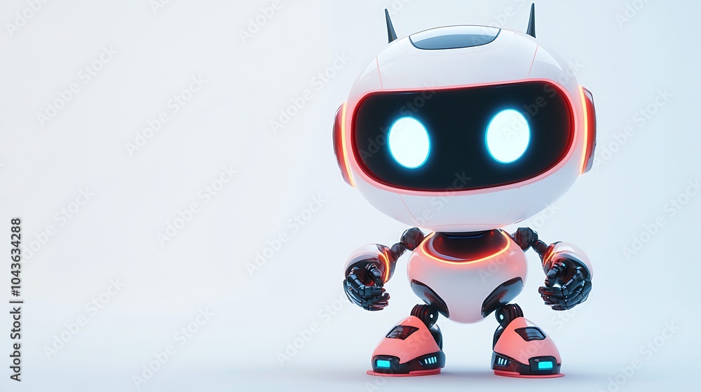Poster happy small red robot in 3d style