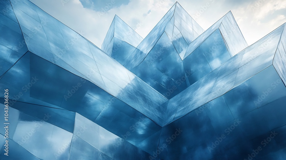 Poster transparent geometric structures depicting evolution of business strategies market entry and innovat