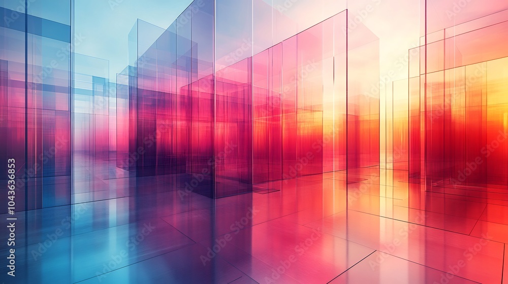 Poster transparent overlapping shapes representing alignment of market validation and strategic business co