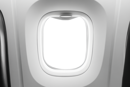 Airplane window on transparent background, png - Powered by Adobe