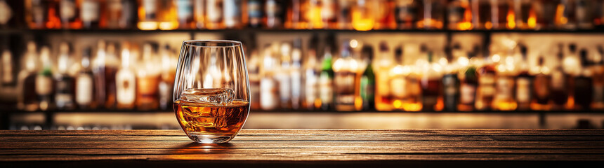 A close-up of a whisky tumbler filled with ice and golden whisky, set against a dark background, highlighting the elegance of a premium aged spirit ready to be savored