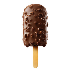 Chocolate Coated Ice Cream Stick on Plain White Background