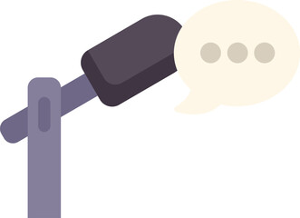 Microphone is broadcasting a speech bubble, representing the concept of communication and public speaking