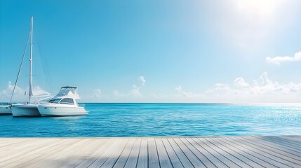 Fototapeta premium Stunning Birds-Eye View of Yacht Dock and Turquoise Ocean - Perfect Sunny Day for Sailing Adventures