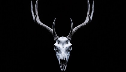 Majestic Deer Skull with Detailed Antlers on Dark Background