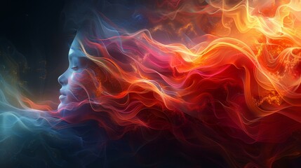 Obraz premium Vibrant and ethereal this theme captures the beauty and complexity of the human aura bringing it to life through the visual representation of music and vibrations.