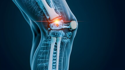 X Ray Medical Image of Prosthetic Knee Joint Replacement Surgery for Orthopedic Injury or Damage Treatment and Rehabilitation