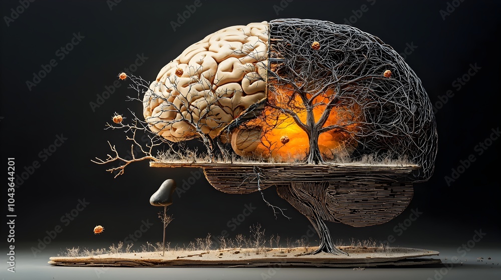 Aufkleber a detailed cross sectional diagram of the human brain revealing the intricate neurological pathways 