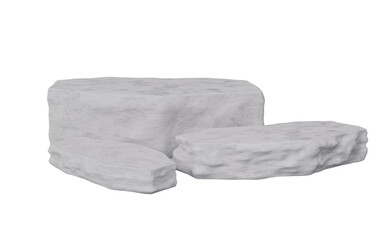 White stone product display podium stand empty presentation on isolated background. pedestal scene platform mockup shapes composition design, cosmetic advertising. 3d render illustration