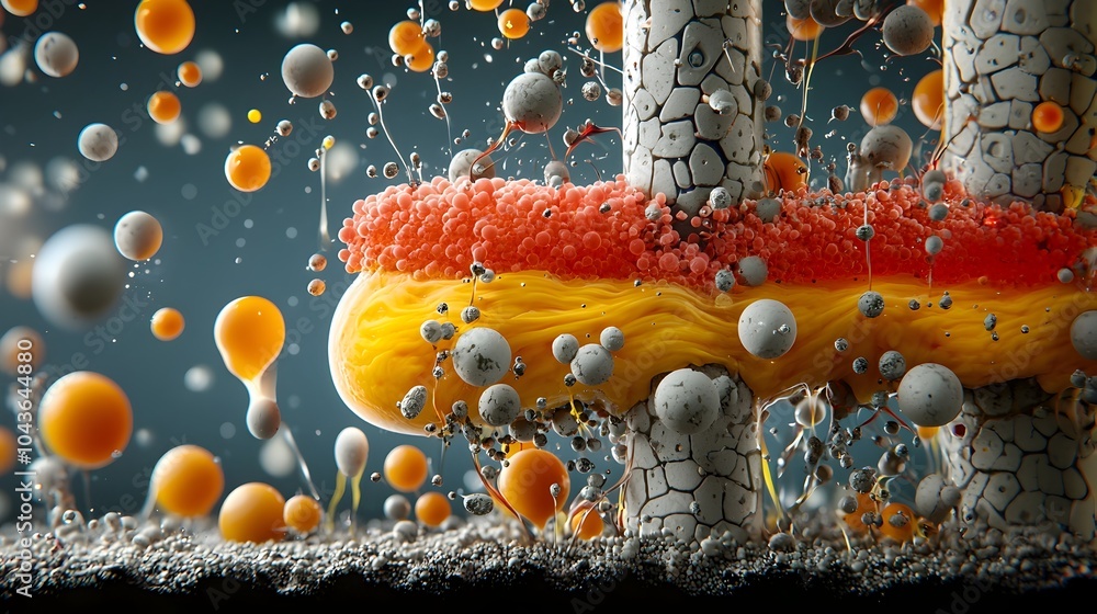 Poster captivating image depicting the intricate plasma process featuring striking red and yellow fluid lay