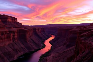 Crimson River A river that appears red at sunset due to the refl
