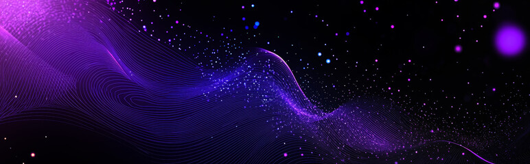 Abstract background with a glowing dynamic gradient purple wave. Abstract futuristic wave. Artificial intelligence. Modern digital technology, cyberspace.
