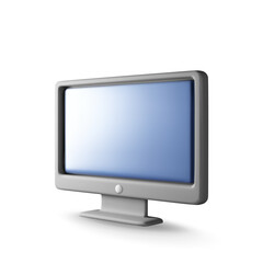 Fototapeta premium 3d black PC monitor with empty screen isolated. Render computer LCD display mock up with blank screen. Flat tv icon. Technology concept. 3D rendering. Minimal vector illustration