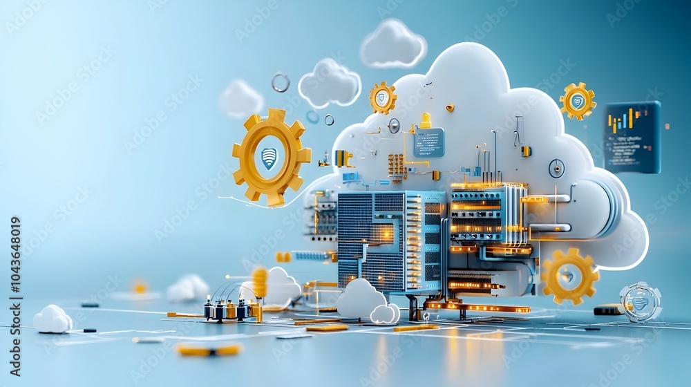 Aufkleber Cross Section of Cloud Computing Infrastructure Showcasing the Intricate Virtual Server Network and Advanced Security Protocols Powering Digital Enterprises