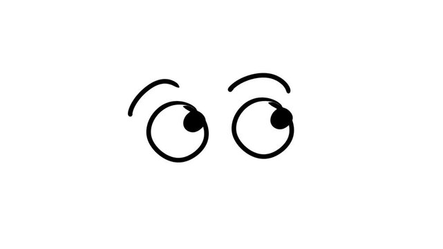 rolling eyes animation on white background video