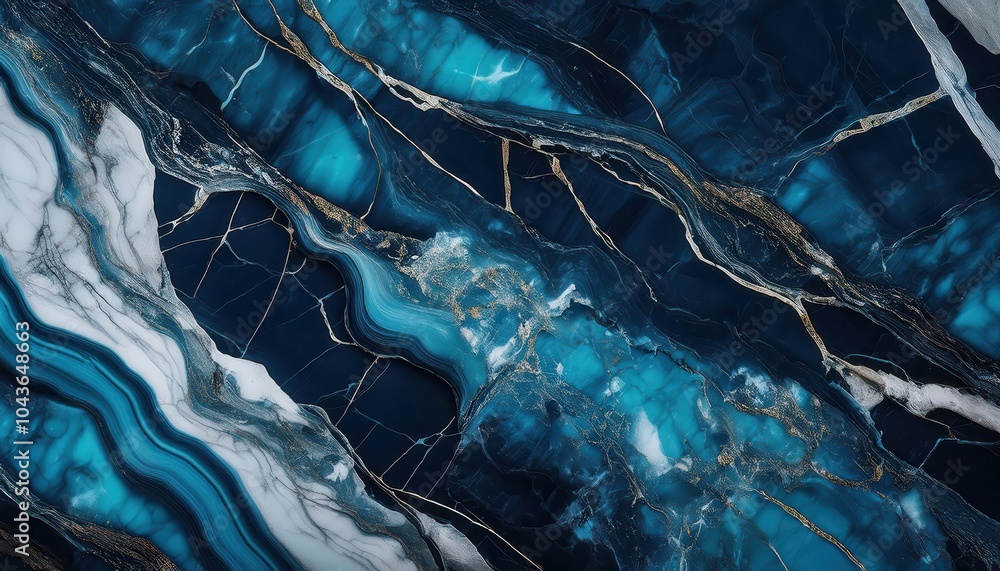 Aufkleber deep blue marble texture with gold veins and organic flowing patterns. sophisticated abstract design