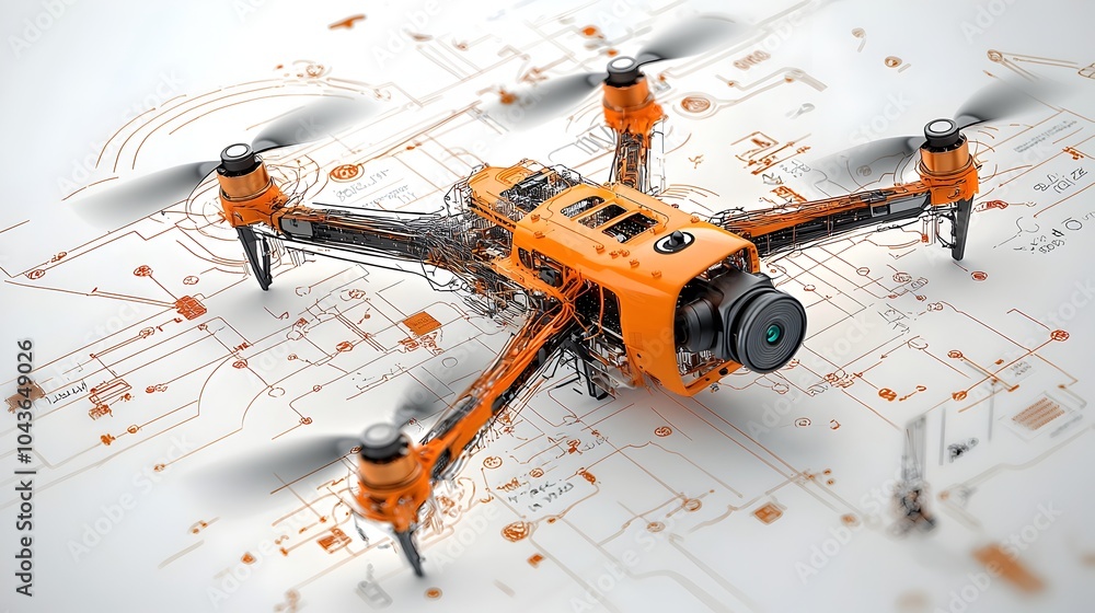 Fototapete cutting edge ai powered drone reveals sophisticated internal systems with deep learning chips naviga