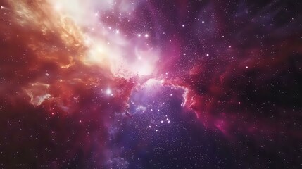 Obraz premium A vibrant cosmic scene showcasing colorful nebulae and stars in deep space.
