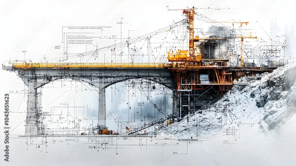 Leinwandbilder detailed 3d cross sectional showcasing the intricate layers and components of a complex bridge struc
