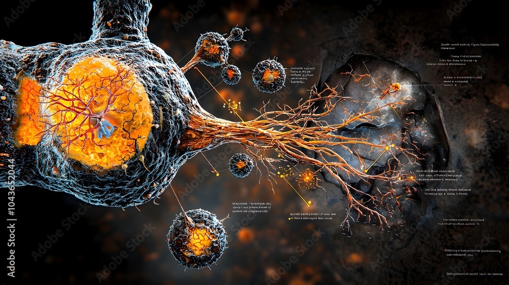 Aufkleber Detailed Cross section Depicting the Internal Structure and Signaling Pathways of a Neuron including Dendrites Axons and Neurotransmitter Transport Mechanisms