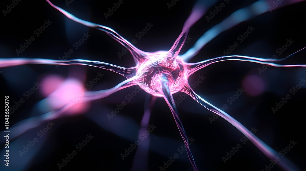 Poster intricate neural network and optic nerve fusion - glowing vibrant nerve fibers illuminate the visual