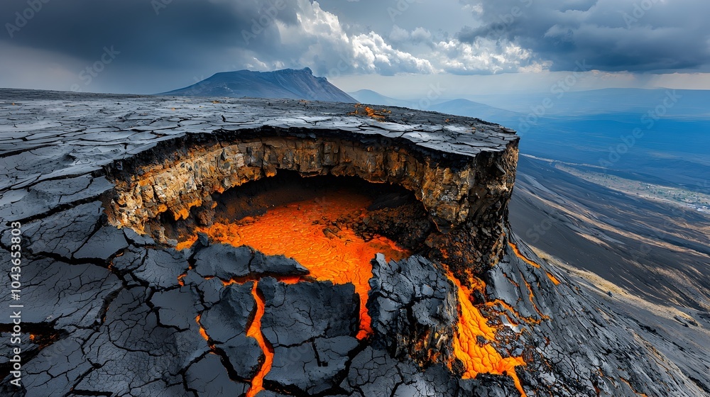 Poster Detailed Cross Section of a Volcano Revealing Its Innermost Geological Structures Including the Magma Chamber Vents and Layers of Lava Flows Over Time