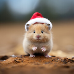 cute little hamster wearing a Santa hat